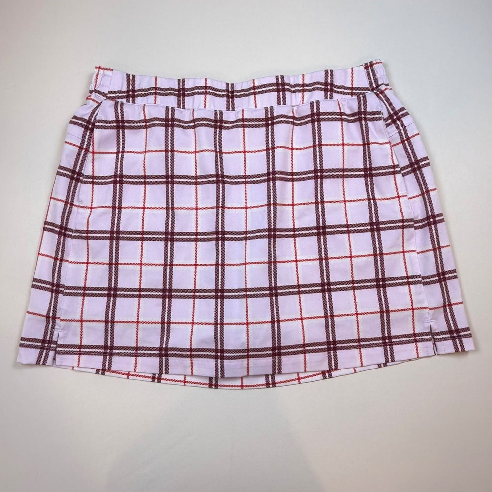 Lady Hagen Plaid Golf Skort XL Pink Red Athletic Preppy Tennis Skirt Pockets